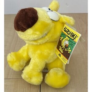1993 Grimmy Mother Goose & Grimm Plumed Plush w/ Tag Rare Vintage Yellow Dog